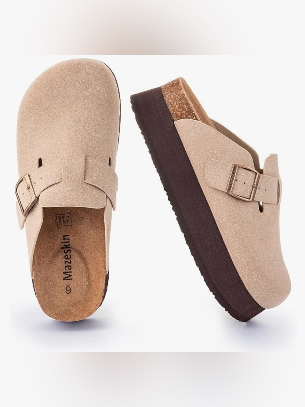 Mazeskin Genuine Leather Platform Orthopedic Clogs Slippers Size 9 NEW